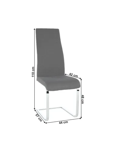 Scaun dining AMINA, living/dining, 44x57x110 cm, textil gri/crom | MobilaOK