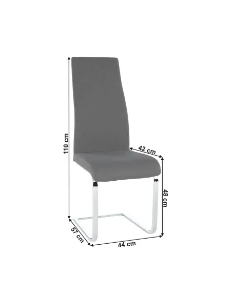 Scaun dining AMINA, living/dining, 44x57x110 cm, textil gri/crom | MobilaOK