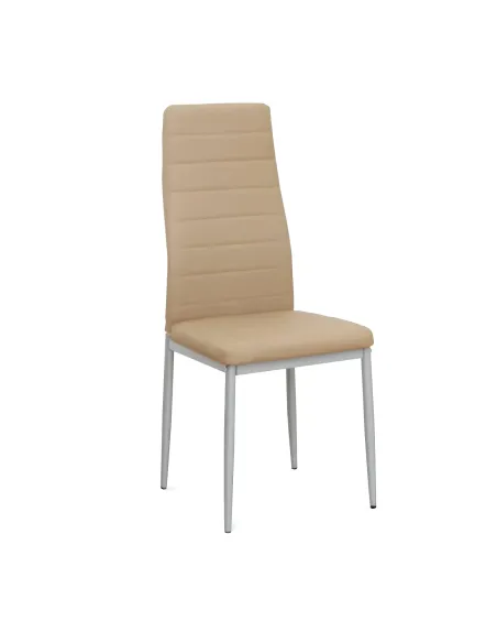 Scaun COLETA NOVA pentru birou/living, 41x49x96 cm, piele eco bej și metal gri | MobilaOK