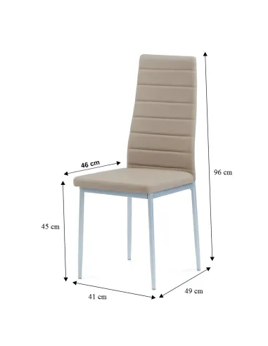 Scaun COLETA NOVA pentru birou/living, 41x49x96 cm, piele eco bej și metal gri | MobilaOK