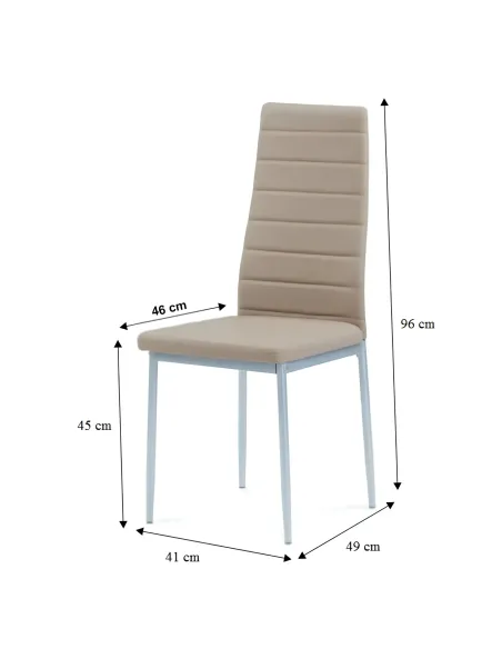 Scaun COLETA NOVA pentru birou/living, 41x49x96 cm, piele eco bej și metal gri | MobilaOK