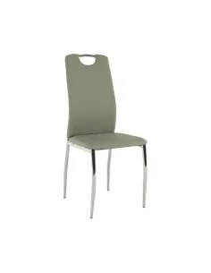 Scaun dining ERVINA, piele ecologica gri/crom, 42x43x99 cm | MobilaOK