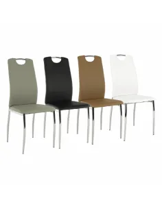 Scaun dining ERVINA, piele ecologica gri/crom, 42x43x99 cm | MobilaOK 2