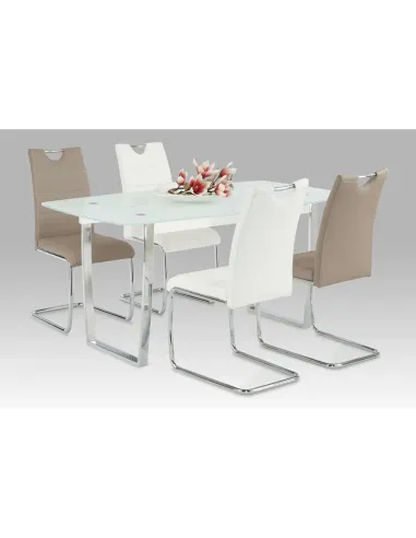 Scaun Dining KONDELA, living/dining, 43x44x96 cm, Piele ecologică și Crom | MobilaOK