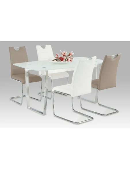 Scaun Dining KONDELA, living/dining, 43x44x96 cm, Piele ecologică și Crom | MobilaOK