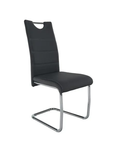 Scaun ABIRA NEW dining, 44x56.5x98.5 cm, Piele eco / Crom | MobilaOK