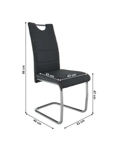 Scaun ABIRA NEW dining, 44x56.5x98.5 cm, Piele eco / Crom | MobilaOK