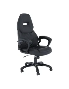 Fotoliu HEVYR birou, 66x70x118-128 cm, piele eco neagră | MobilaOK