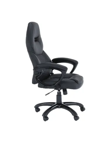 Fotoliu HEVYR birou, 66x70x118-128 cm, piele eco neagră | MobilaOK