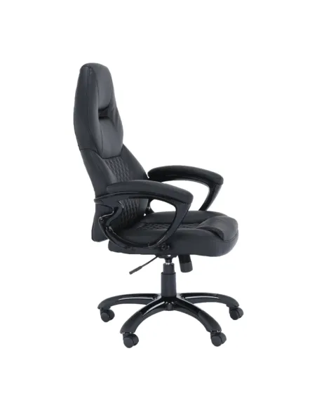 Fotoliu HEVYR birou, 66x70x118-128 cm, piele eco neagră | MobilaOK