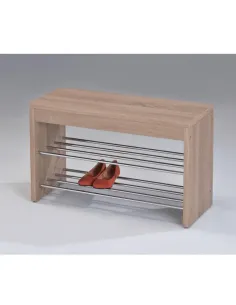 Laviță Dulap Încălțăminte LUSIA, hol/antreu, 80x30x47 cm, MDF/metal, stejar sonoma/crom | MobilaOK 2