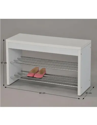 Laviță cu Dulap pentru Încălțăminte LUSIA, hol, 80x30x47 cm, MDF și metal | MobilaOK