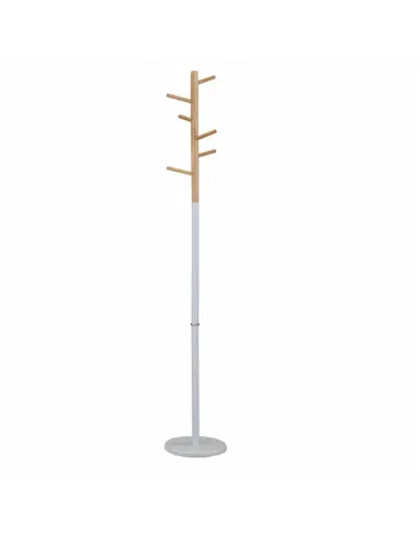 Cuier HORST, hol/dormitor/birou, 30x30x180 cm, metal alb/lemn natural | MobilaOK