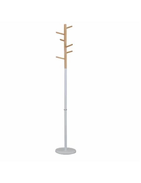 Cuier HORST, hol/dormitor/birou, 30x30x180 cm, metal alb/lemn natural | MobilaOK