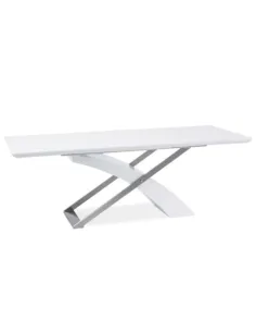 Masă extensibilă KROS bucătărie, 160-220x90 cm, MDF alb/metal | MobilaOK