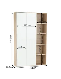 Dulap, MAURUS NEW MA52, dormitor/hol, 110.9x181.2x33.5 cm, PAL melaminat | MobilaOK 2