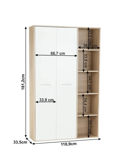 Dulap, MAURUS NEW MA52, dormitor/hol, 110.9x181.2x33.5 cm, PAL melaminat | MobilaOK