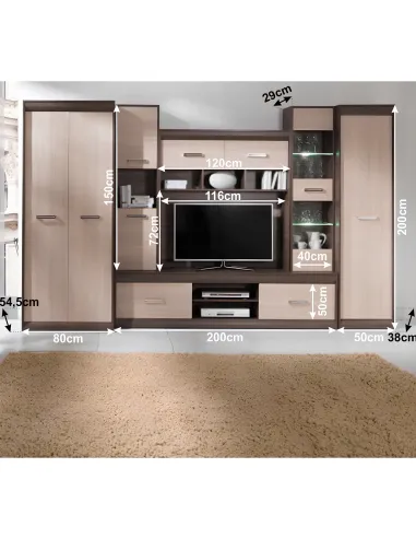 Mobilier de living KORINA, 330x200x40-54 cm, PAL melaminat și MDF | MobilaOK