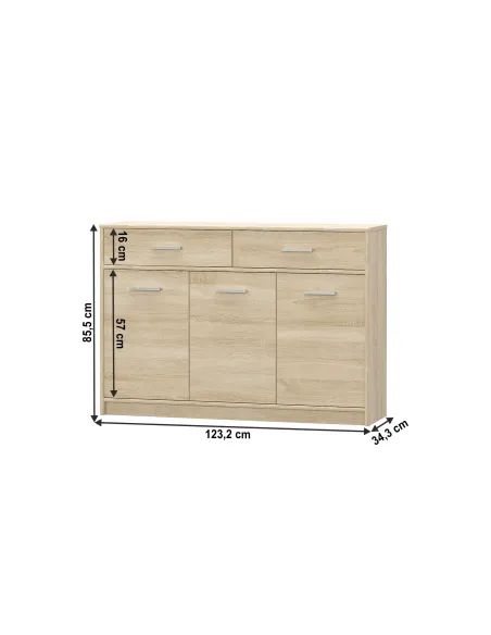 Comodă 3D2S, dormitor copii, 123.2x34.3x85.5 cm, PAL melaminat | MobilaOK