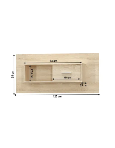 Dulap suspendabil TEYO, hol/baie/dormitor, 120x23x55 cm, PAL melaminat | MobilaOK