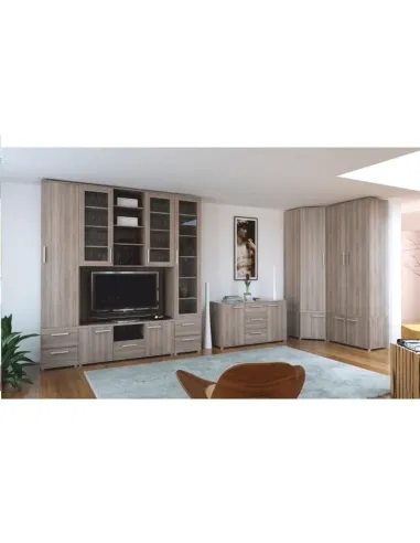 Dulap îngust DUNAJ, living, 45x190.8x47 cm, PAL melaminat stejar sonoma | MobilaOK