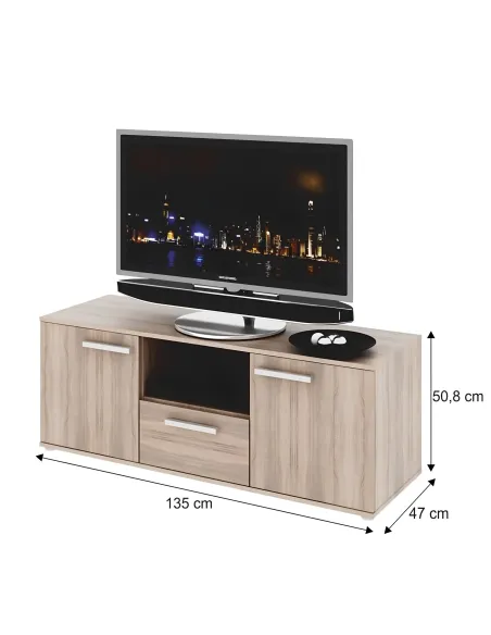 Dulap DUNAJ, dormitor/hol, 135x50.8x47 cm, PAL melaminat stejar sonoma | MobilaOK