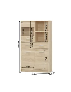Vitrină TEYO pentru dormitor/copii, 83.4x34.3x144.7 cm, PAL melaminat stejar sonoma | MobilaOK 2