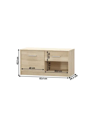 Comodă TEYO pentru dormitor/hol, 83.4x34.3x42.5 cm, PAL melaminat stejar sonoma | MobilaOK