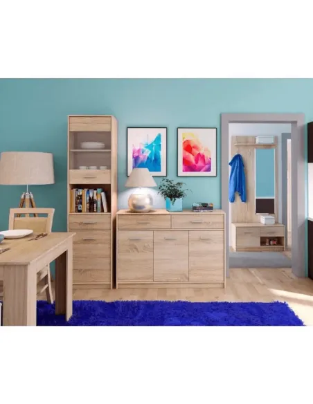 Comodă TEYO pentru dormitor/hol, 83.4x34.3x42.5 cm, PAL melaminat stejar sonoma | MobilaOK
