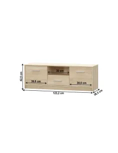 Comodă TEYO, RTV living, 123.2x38.3x42.5 cm, PAL melaminat | MobilaOK 2