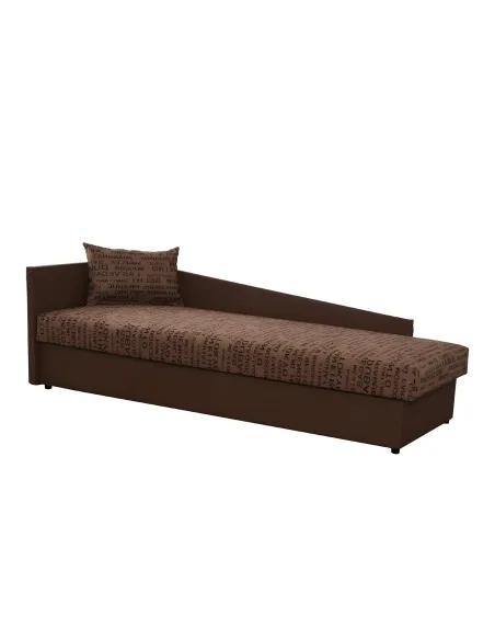 Pat Colțar JUDIT, dormitor, 205x63x84 cm, PAL/Piele Eco maro+Imprimeu | MobilaOK