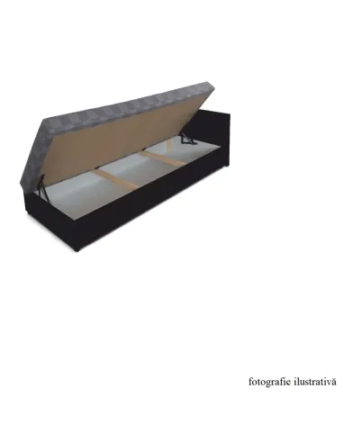 Pat Colțar JUDIT, dormitor, 205x63x84 cm, PAL/Piele Eco maro+Imprimeu | MobilaOK