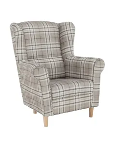 Fotoliu CHARLOT living 86x82x105 cm material textil carouri, picioare lemn de fag | MobilaOK