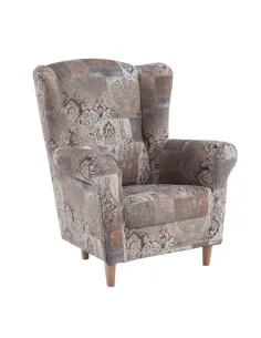 Fotoliu CHARLOT living, 86x82x105 cm, textil vintage maro, picioare lemn fag | MobilaOK