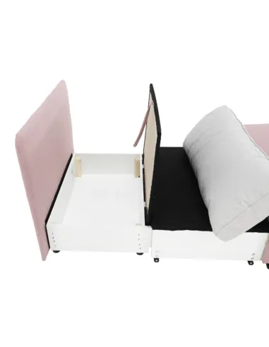 Fotoliu KENY, living, 100x90x87 cm, textil roz/gri, extensibil cu pat 100x196 cm | MobilaOK