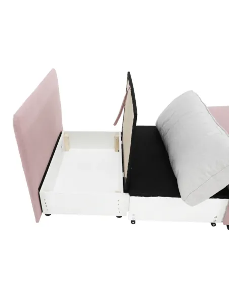 Fotoliu KENY, living, 100x90x87 cm, textil roz/gri, extensibil cu pat 100x196 cm | MobilaOK