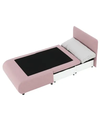Fotoliu KENY, living, 100x90x87 cm, textil roz/gri, extensibil cu pat 100x196 cm | MobilaOK