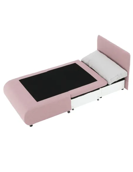 Fotoliu KENY, living, 100x90x87 cm, textil roz/gri, extensibil cu pat 100x196 cm | MobilaOK
