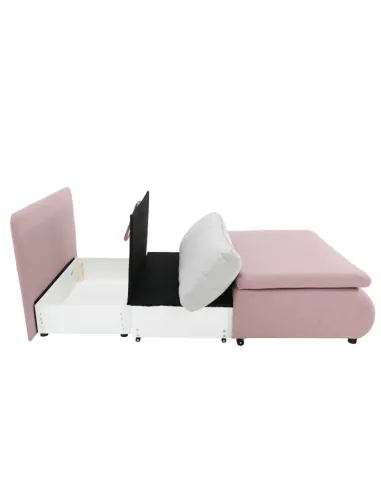 Fotoliu KENY, living, 100x90x87 cm, textil roz/gri, extensibil cu pat 100x196 cm | MobilaOK