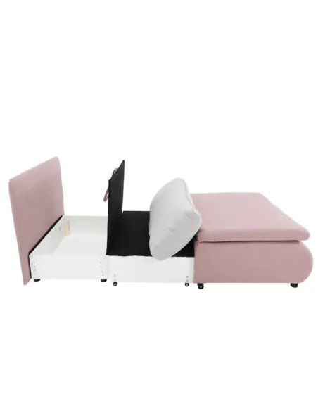 Fotoliu KENY, living, 100x90x87 cm, textil roz/gri, extensibil cu pat 100x196 cm | MobilaOK