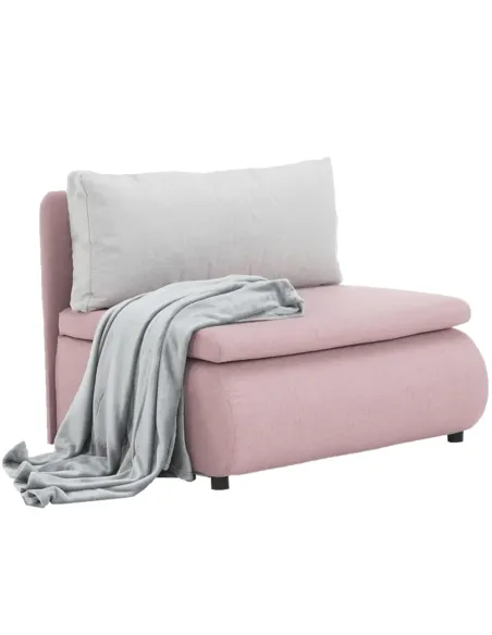 Fotoliu KENY, living, 100x90x87 cm, textil roz/gri, extensibil cu pat 100x196 cm | MobilaOK