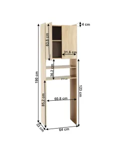 Dulap pentru mașină de spălat, NATALI, bucătărie, 64x32x190 cm, PAL melaminat | MobilaOK 2