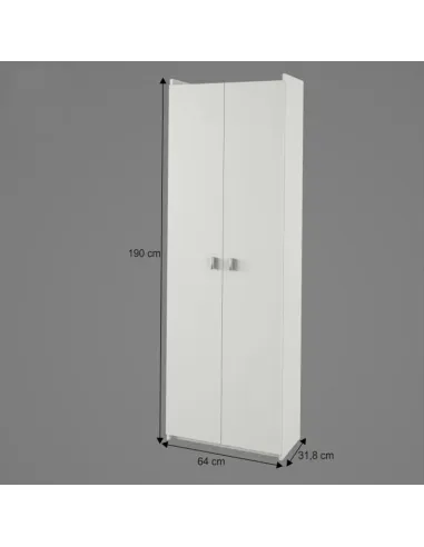 Dulap, NATALI TYP 2, dormitor/hol, 64x190x31.8 cm, PAL melaminat alb | MobilaOK