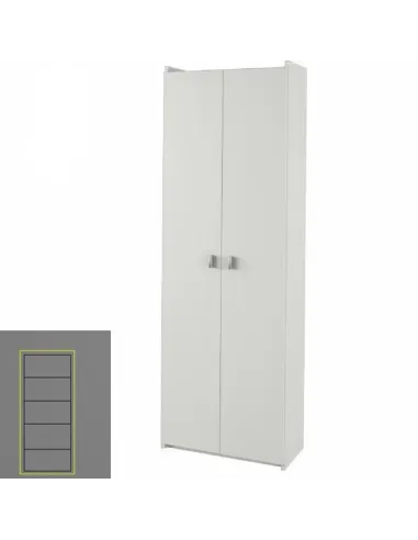Dulap, NATALI TYP 2, dormitor/hol, 64x190x31.8 cm, PAL melaminat alb | MobilaOK