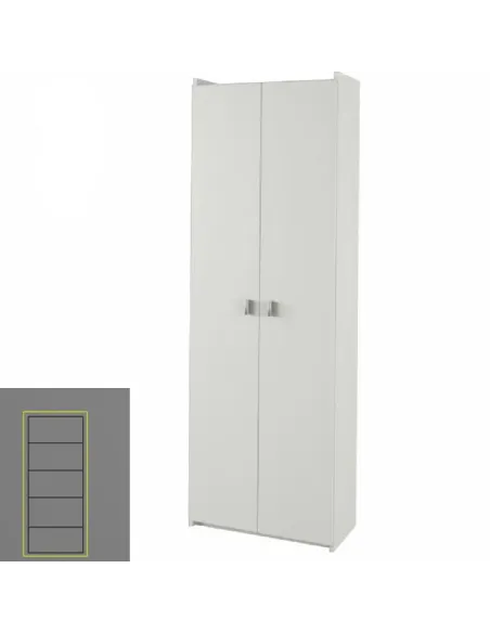 Dulap, NATALI TYP 2, dormitor/hol, 64x190x31.8 cm, PAL melaminat alb | MobilaOK