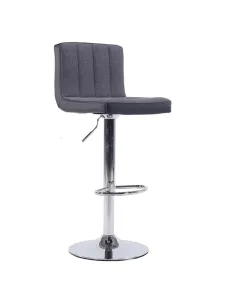 Scaun bar HILDA, bucătărie/bar, 39.5x46x87.5-108.5 cm, ţesătură gri/piele eco neagră | MobilaOK