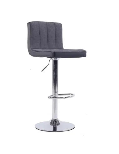 Scaun bar HILDA, bucătărie/bar, 39.5x46x87.5-108.5 cm, ţesătură gri/piele eco neagră | MobilaOK