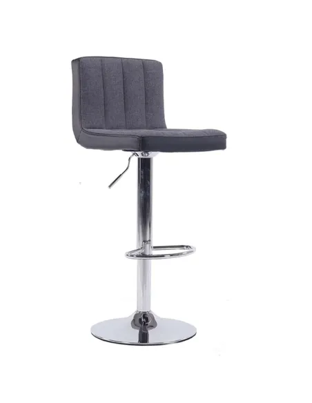 Scaun bar HILDA, bucătărie/bar, 39.5x46x87.5-108.5 cm, ţesătură gri/piele eco neagră | MobilaOK