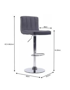 Scaun bar HILDA, bucătărie/bar, 39.5x46x87.5-108.5 cm, ţesătură gri/piele eco neagră | MobilaOK 2