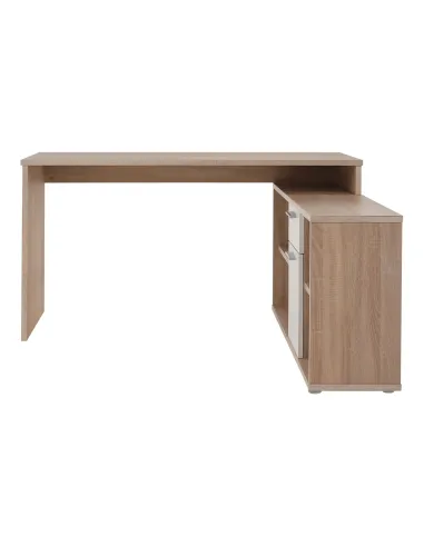 Masă PC de colț NOE, 135x135x74 cm, PAL melaminat stejar sonoma/alb | MobilaOK